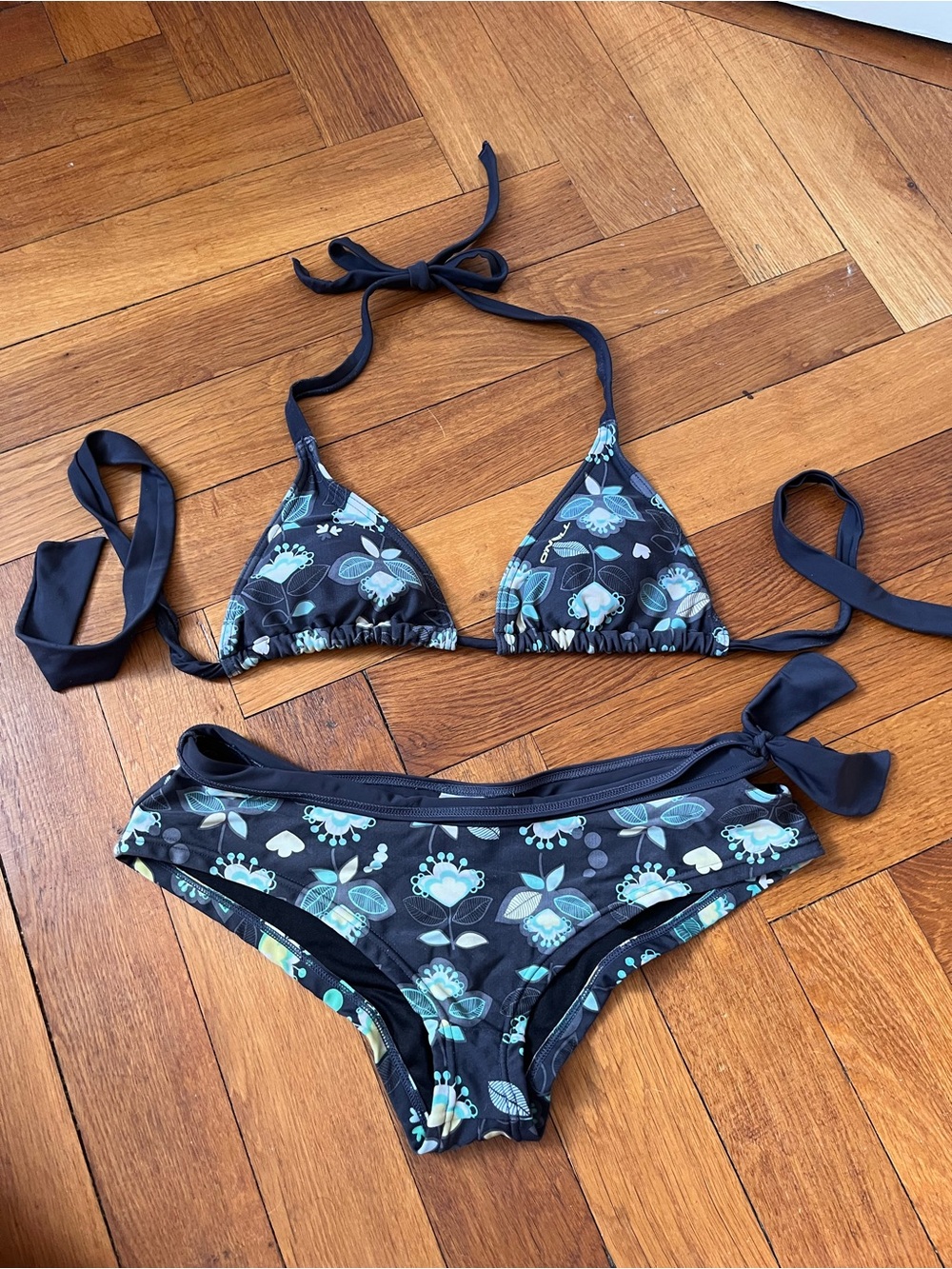 O’Neill Floral Cheeky Bikini Navy Blue Swim Suit
